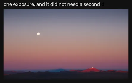 A twilight landscape with the Moon, an observatory dome and a long sky gradient, all held in a single exposure